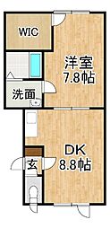 パレスサンタ 1DKの間取図画像