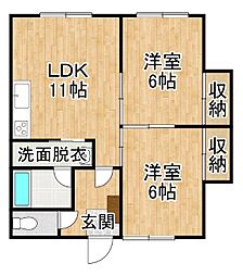 バラト東14条 2LDKの間取図画像