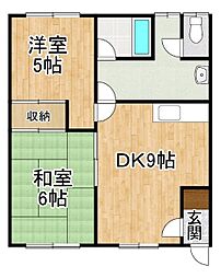 コーポ共栄台 2DKの間取図画像