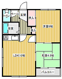 コーポかのう 2LDKの間取図画像