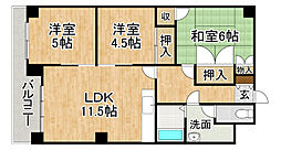 レジデンス西岡 3階3LDKの間取り