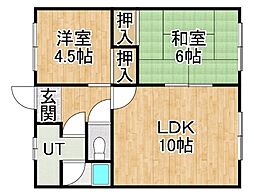 大平コーポ 2LDKの間取図画像