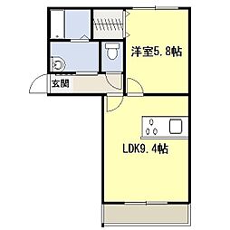 NOON EAST 1階1LDKの間取り