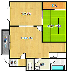 ハイツ久 2LDKの間取図画像