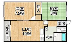 細田マンション2 2LDKの間取図画像