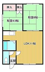 さかえハウス 2LDKの間取図画像