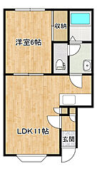 ディアハイム 1LDKの間取図画像