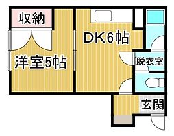 コーポ323-2 1DKの間取図画像