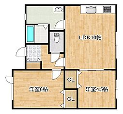 メゾンプリモ 1階2LDKの間取り