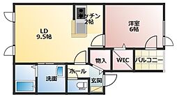 Pieno（ピエノ） 2階1LDKの間取り