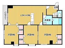 エクセル 7階3LDKの間取り