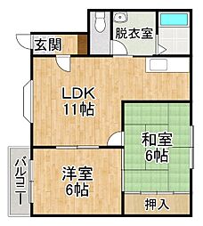 ハイツ久 2LDKの間取図画像