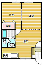 コスモハイツA 2DKの間取図画像