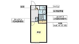 レオパレスSAKURA 2階1Kの間取り