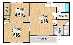 サンハイツ 2LDKの間取図画像