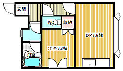 カームハウス 1DKの間取図画像