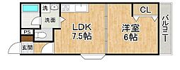 いえす3 1DKの間取図画像