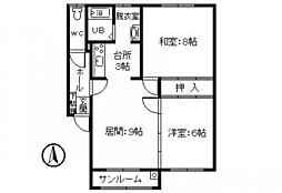 リッチハウスA 2LDKの間取図画像