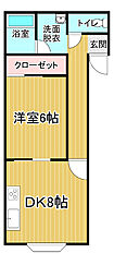 にこにこハイツ 1DKの間取図画像