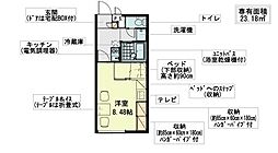レオパレスライラックハウス 1Kの間取図画像