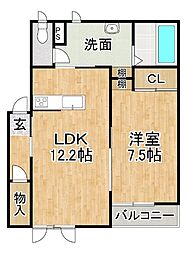 タウンA&M 1LDKの間取図画像