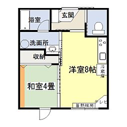 ふれあいマンション花園 1DKの間取図画像