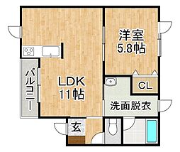 LAPACEミドリガオカ 1LDKの間取図画像