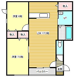 Berg・イースト 2LDKの間取図画像