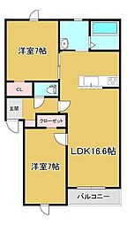 仮称)西16南6アパート 2LDKの間取図画像
