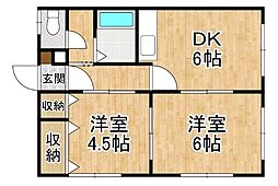 宮本ハイツ 1LDKの間取図画像