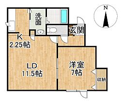 カステルセプト 1LDKの間取図画像