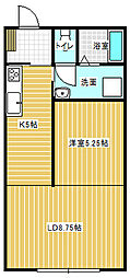 コーポサンライズ 1LDKの間取図画像