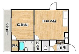 マーベリック帯広 1DKの間取図画像