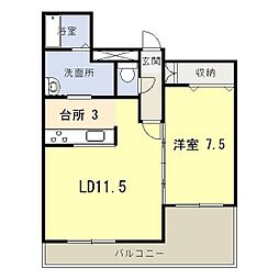 エクセル 1LDKの間取図画像