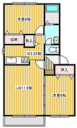 プラティー 2LDKの間取図画像
