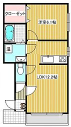 グラシアス帯広RT 1LDKの間取図画像