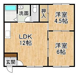 イリスハイツ 2LDKの間取図画像