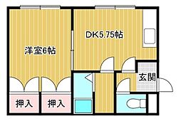 コーポ323-1 1DKの間取図画像