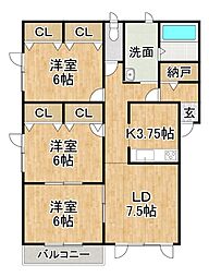 コーポエストリータ 3LDKの間取図画像