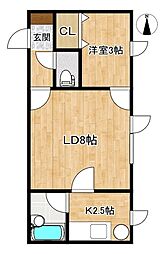 コスモヒルズ1 1LDKの間取図画像