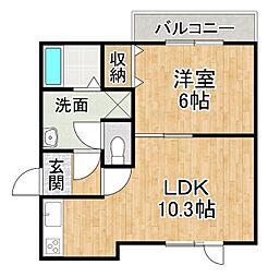 クローバーハイツ2 1LDKの間取図画像