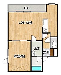 リリーハイツ 1LDKの間取図画像