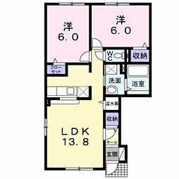 プラシードY 2LDKの間取図画像