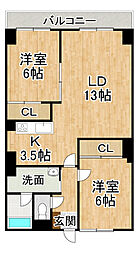 センターシティ3 2LDKの間取図画像