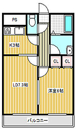 シャルム参番館 1LDKの間取図画像