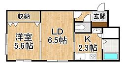 清水ビル 1LDKの間取図画像