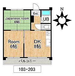 真和ハイツ 2DKの間取図画像