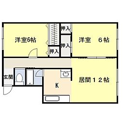 ハイツササキ 2LDKの間取図画像