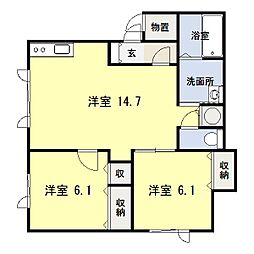 スワン132 2LDKの間取図画像