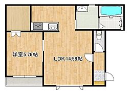 ハルコマリーフB 1LDKの間取図画像